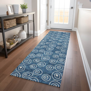 Piper Looms Mayfield Circles AMF728 Blue Machine Washable Area Rug Runner Lifestyle Image Feature