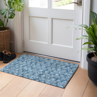 Piper Looms Mayfield Circles AMF728 Blue Machine Washable Area Rug Scatter Lifestyle Image Feature