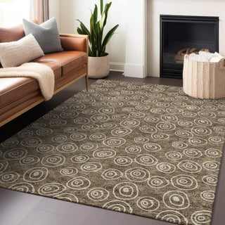 Piper Looms Mayfield Circles AMF728 Brown Machine Washable Area Rug Lifestyle Image Feature