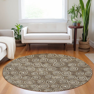 Piper Looms Mayfield Circles AMF728 Brown Machine Washable Area Rug Round Lifestyle Image Feature