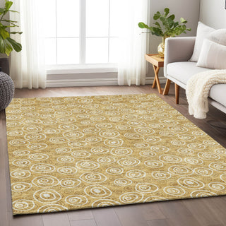 Piper Looms Mayfield Circles AMF728 Gold Machine Washable Area Rug Lifestyle Image Feature