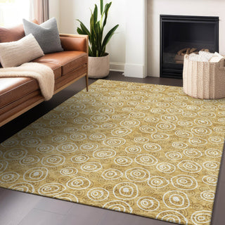 Piper Looms Mayfield Circles AMF728 Gold Machine Washable Area Rug Lifestyle Image Feature