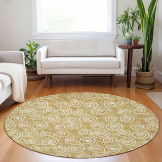 Piper Looms Mayfield Circles AMF728 Gold Machine Washable Area Rug Round Lifestyle Image Feature