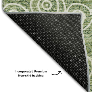 Piper Looms Mayfield Circles AMF728 Green Machine Washable Area Rug Backing Image