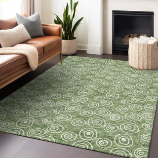 Piper Looms Mayfield Circles AMF728 Green Machine Washable Area Rug Lifestyle Image Feature