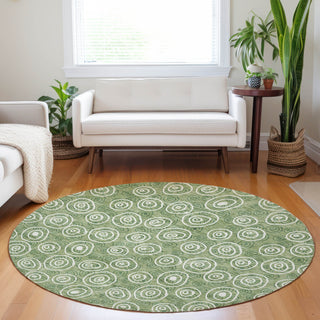 Piper Looms Mayfield Circles AMF728 Green Machine Washable Area Rug Round Lifestyle Image Feature