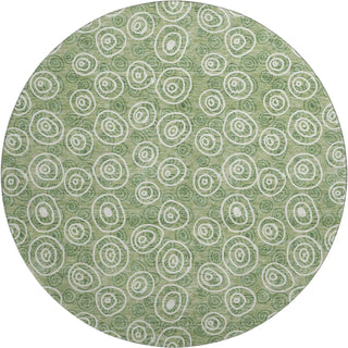 Piper Looms Mayfield Circles AMF728 Green Machine Washable Area Rug Round Main Image