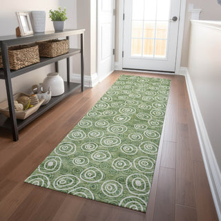 Piper Looms Mayfield Circles AMF728 Green Machine Washable Area Rug Runner Lifestyle Image Feature