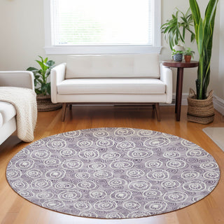 Piper Looms Mayfield Circles AMF728 Lavender Machine Washable Area Rug Round Lifestyle Image Feature