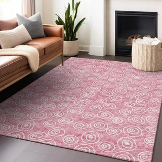 Piper Looms Mayfield Circles AMF728 Pink Machine Washable Area Rug Lifestyle Image Feature