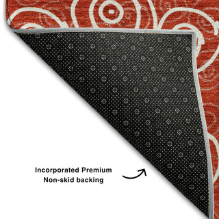 Piper Looms Mayfield Circles AMF728 Red Machine Washable Area Rug Backing Image
