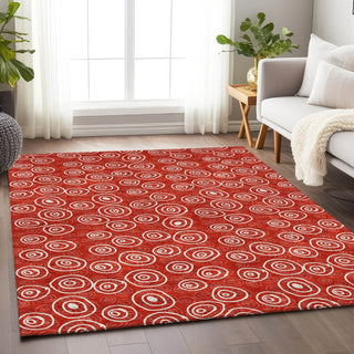 Piper Looms Mayfield Circles AMF728 Red Machine Washable Area Rug Lifestyle Image Feature