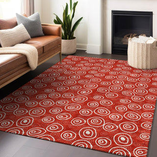 Piper Looms Mayfield Circles AMF728 Red Machine Washable Area Rug Lifestyle Image Feature