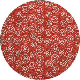 Piper Looms Mayfield Circles AMF728 Red Machine Washable Area Rug Round Main Image