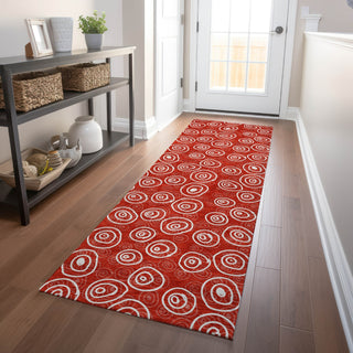 Piper Looms Mayfield Circles AMF728 Red Machine Washable Area Rug Runner Lifestyle Image Feature