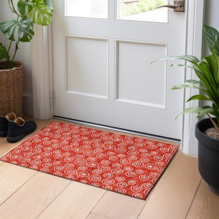 Piper Looms Mayfield Circles AMF728 Red Machine Washable Area Rug Scatter Lifestyle Image Feature