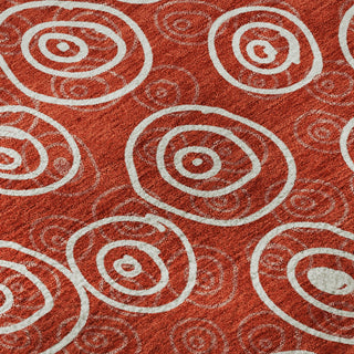Piper Looms Mayfield Circles AMF728 Red Machine Washable Area Rug Swatch Image