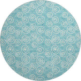 Piper Looms Mayfield Circles AMF728 Teal Machine Washable Area Rug Round Main Image