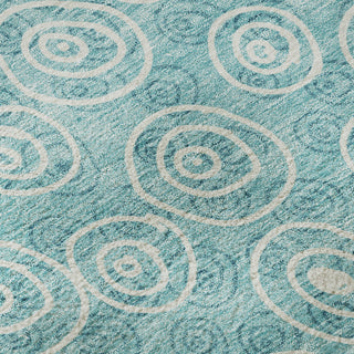 Piper Looms Mayfield Circles AMF728 Teal Machine Washable Area Rug Swatch Image