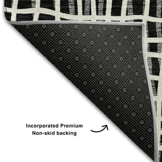Piper Looms Mayfield Stripes AMF729 Black Machine Washable Area Rug Backing Image
