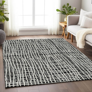 Piper Looms Mayfield Stripes AMF729 Black Machine Washable Area Rug Lifestyle Image Feature