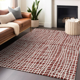Piper Looms Mayfield Stripes AMF729 Burgundy Machine Washable Area Rug Lifestyle Image Feature