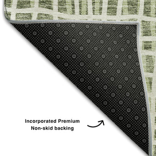 Piper Looms Mayfield Stripes AMF729 Green Machine Washable Area Rug Backing Image