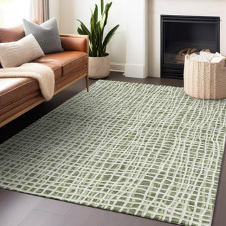 Piper Looms Mayfield Stripes AMF729 Green Machine Washable Area Rug Lifestyle Image Feature