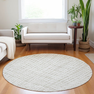 Piper Looms Mayfield Stripes AMF729 Ivory Machine Washable Area Rug Round Lifestyle Image Feature