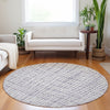 Piper Looms Mayfield Stripes AMF729 Lilac Machine Washable Area Rug Round Lifestyle Image Feature