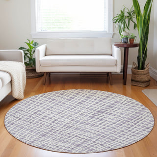 Piper Looms Mayfield Stripes AMF729 Lilac Machine Washable Area Rug Round Lifestyle Image Feature