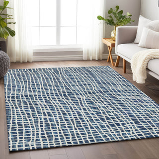 Piper Looms Mayfield Stripes AMF729 Navy Machine Washable Area Rug Lifestyle Image Feature