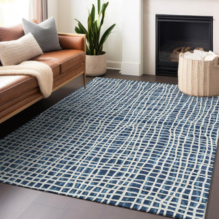 Piper Looms Mayfield Stripes AMF729 Navy Machine Washable Area Rug Lifestyle Image Feature