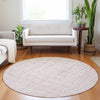 Piper Looms Mayfield Stripes AMF729 Pink Machine Washable Area Rug Round Lifestyle Image Feature