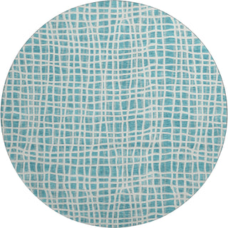 Piper Looms Mayfield Stripes AMF729 Teal Machine Washable Area Rug Round Main Image