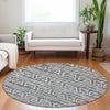 Piper Looms Mayfield Bohemian AMF730 Charcoal Machine Washable Area Rug Round Lifestyle Image Feature