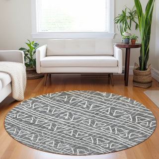 Piper Looms Mayfield Bohemian AMF730 Charcoal Machine Washable Area Rug Round Lifestyle Image Feature