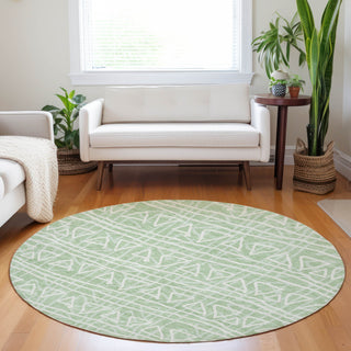 Piper Looms Mayfield Bohemian AMF730 Mint Machine Washable Area Rug Round Lifestyle Image Feature