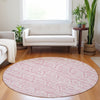 Piper Looms Mayfield Bohemian AMF730 Pink Machine Washable Area Rug Round Lifestyle Image Feature
