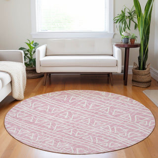 Piper Looms Mayfield Bohemian AMF730 Pink Machine Washable Area Rug Round Lifestyle Image Feature
