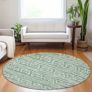 Piper Looms Mayfield Bohemian AMF730 Sage Machine Washable Area Rug Round Lifestyle Image Feature