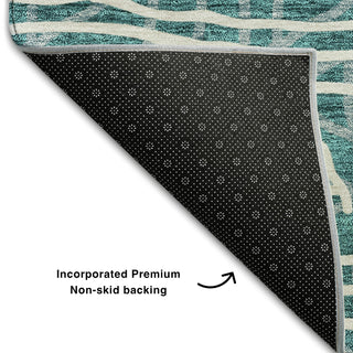 Piper Looms Mayfield Bohemian AMF730 Teal Machine Washable Area Rug Backing Image