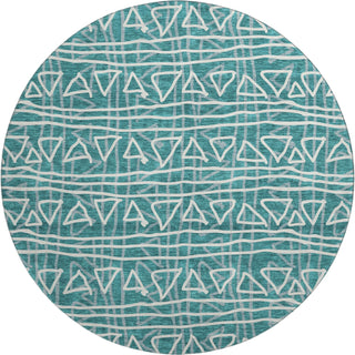 Piper Looms Mayfield Bohemian AMF730 Teal Machine Washable Area Rug Round Main Image