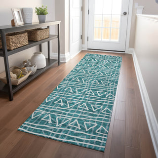 Piper Looms Mayfield Bohemian AMF730 Teal Machine Washable Area Rug Runner Lifestyle Image Feature