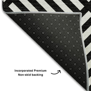 Piper Looms Mayfield Geometric AMF731 Black Machine Washable Area Rug Backing Image