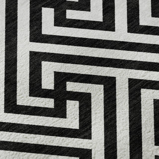 Piper Looms Mayfield Geometric AMF731 Black Machine Washable Area Rug Swatch Image