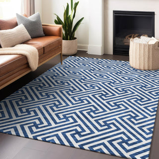 Piper Looms Mayfield Geometric AMF731 Blue Machine Washable Area Rug Lifestyle Image Feature