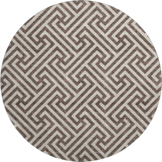 Piper Looms Mayfield Geometric AMF731 Brown Machine Washable Area Rug Round Main Image
