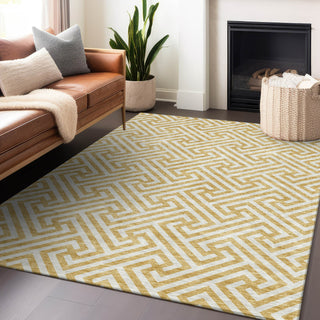 Piper Looms Mayfield Geometric AMF731 Gold Machine Washable Area Rug Lifestyle Image Feature
