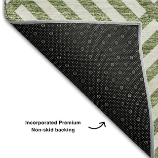 Piper Looms Mayfield Geometric AMF731 Green Machine Washable Area Rug Backing Image
